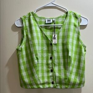 Palaka green plaid women’s top (S) NWT